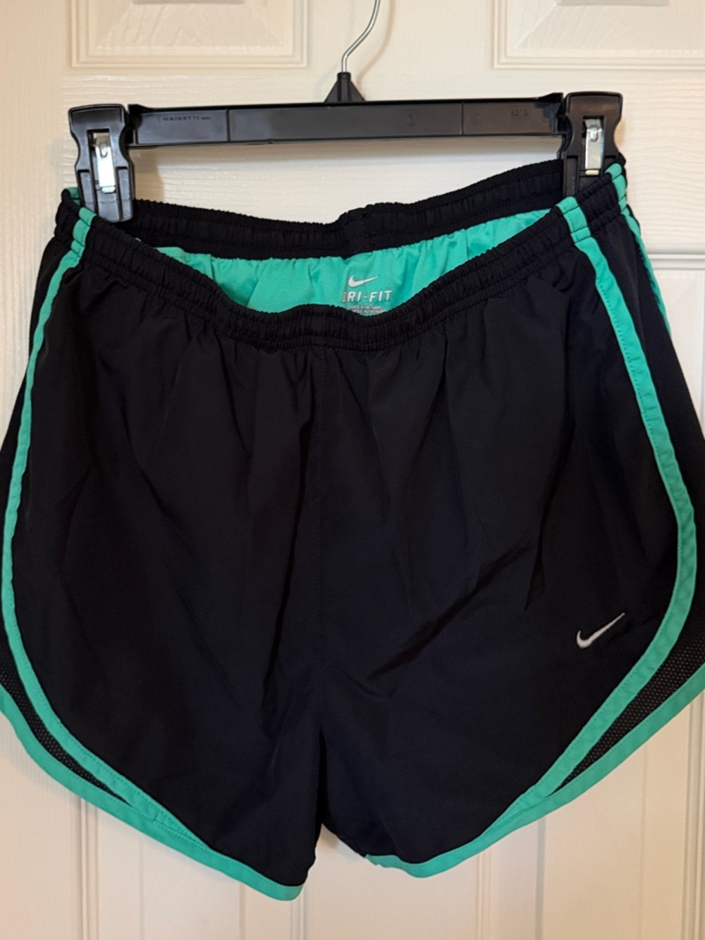 Nike Women’s Black & Teal Dri-FIT Athletic Shorts